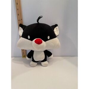 Looney Tunes Sylvester Cat‎ Plush Stuffed Animal Toy Black White Red Nose